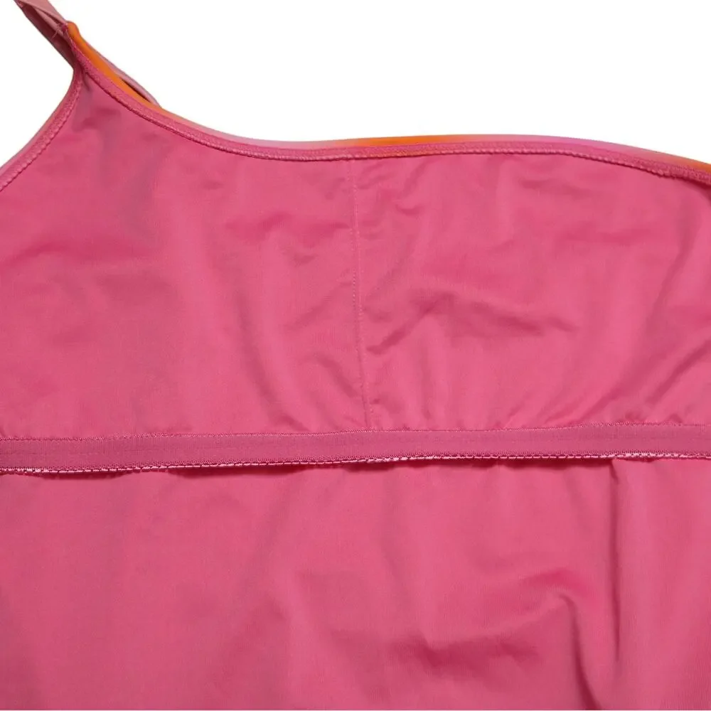 Kendall & Kylie One Shoulder Swimsuit Gradient Pink Orange Tie Dye Size L